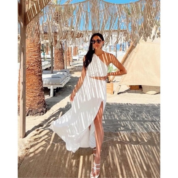 NWT Misa Calliope Dress One Shoulder Cutout Off Grecian White Venezia sz XS - Picture 1 of 10